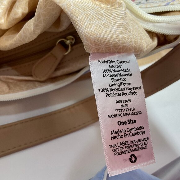 Cream with Tan Flower Print Purse Crossbody / Shoulder - Picture 9 of 15